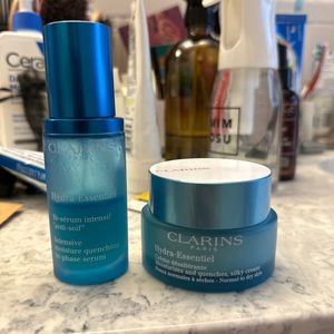 Clarins hydra essential face serum and cream